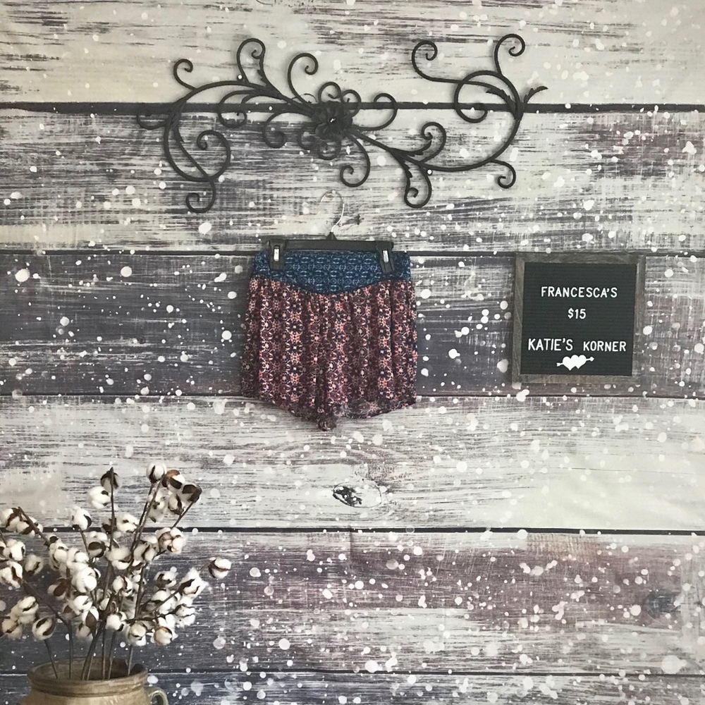 3/$30 Francesca's Orange & Blue Floral Soft Shorts